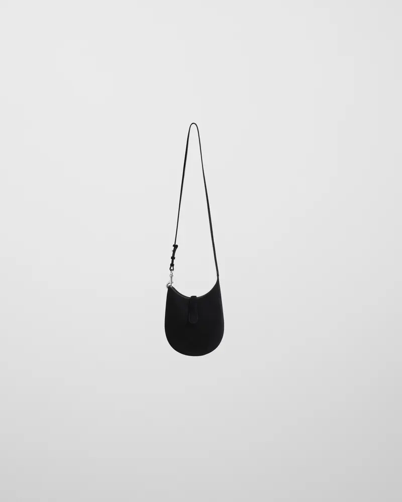 Mini Bean Sling Bag In Black Calf Suede