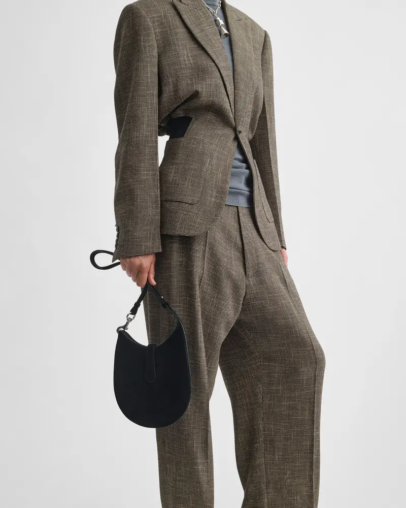 Mini Bean Sling Bag In Black Calf Suede 2