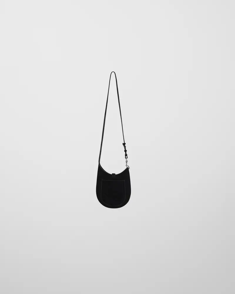 Mini Bean Sling Bag In Black Calf Suede
