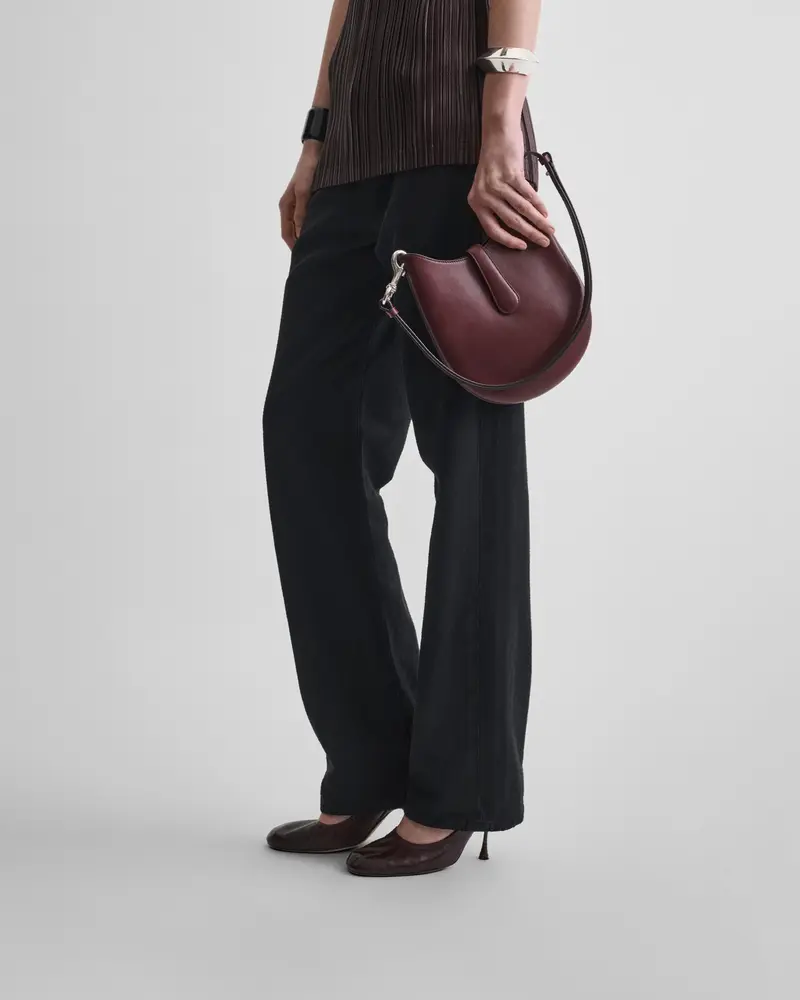 Mini Bean Sling Bag In Chestnut Leather 2