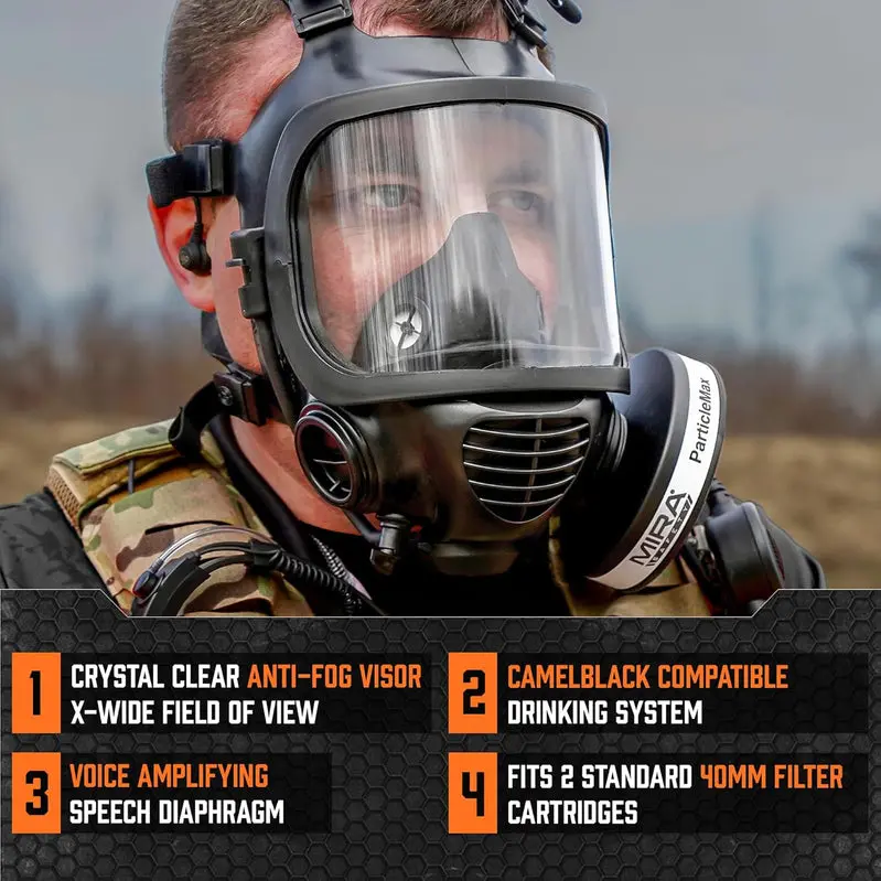 MIRA SAFETY CM-6M Full-Face CBRN Gas Mask – NIOSH-Certified, Integrated Hydration System, and Advanced Filtration