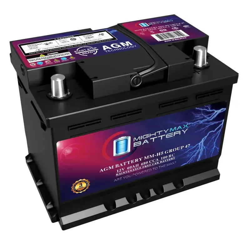 MM-H5 AGM Automotive Battery – 12V, 60Ah, 100-Minute Reserve Capacity, 680 Cold Cranking Amps, BCI Group 47