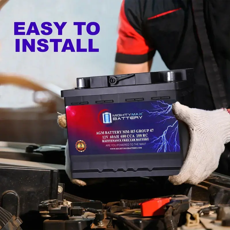 MM-H5 AGM Automotive Battery – 12V, 60Ah, 100-Minute Reserve Capacity, 680 Cold Cranking Amps, BCI Group 47