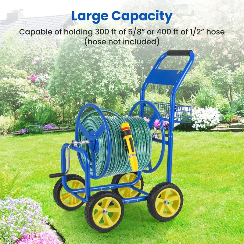Mobile Garden Hose Reel Cart – 300 ft Capacity for 5/8" Hose with Smooth-Rolling Wheels 2