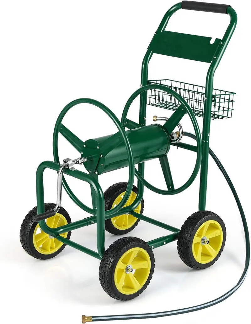 Mobile Garden Hose Reel Cart – 300 ft Capacity for 5/8" Hose with Smooth-Rolling Wheels
