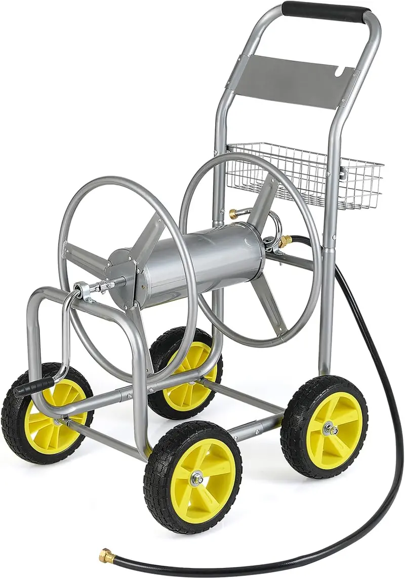 Mobile Garden Hose Reel Cart – 300 ft Capacity for 5/8" Hose with Smooth-Rolling Wheels