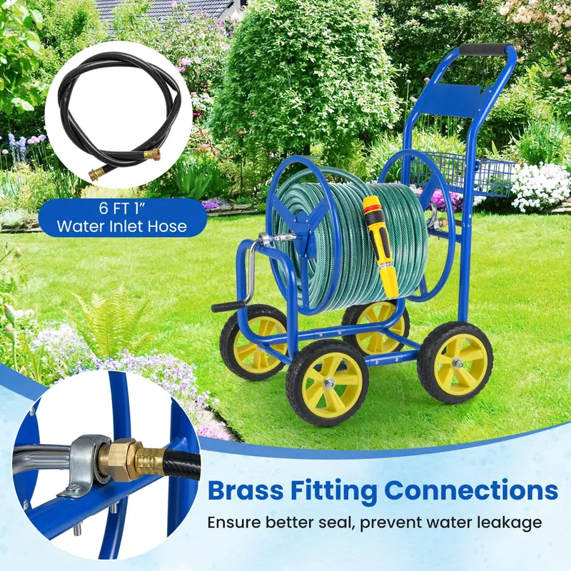 Mobile Garden Hose Reel Cart – 300 ft Capacity for 5/8" Hose with Smooth-Rolling Wheels