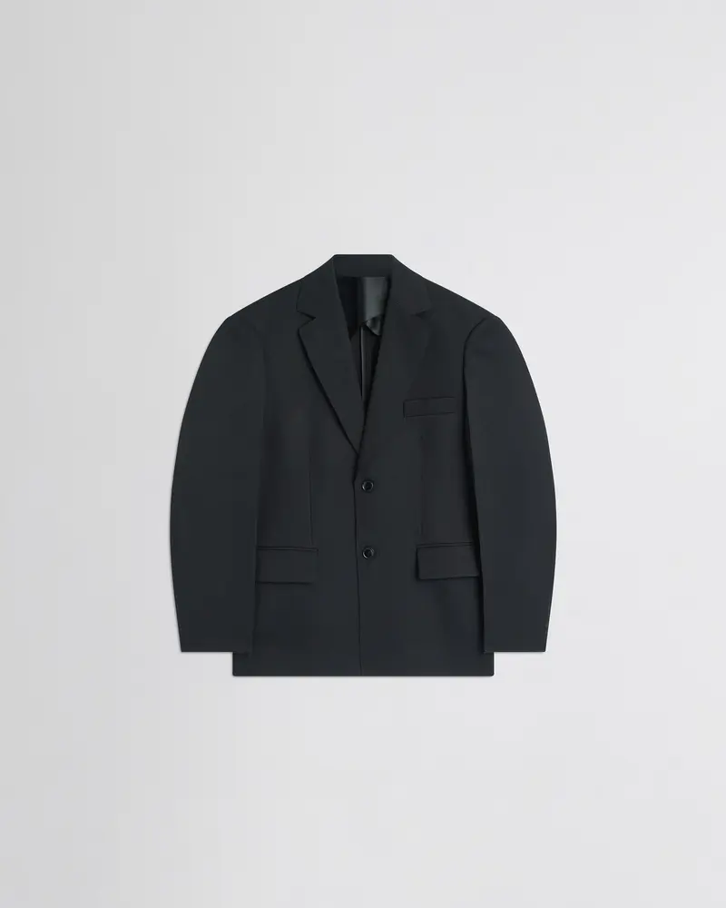 Modern Black Wool Tuxedo Jacket With Boxed Silhouette
