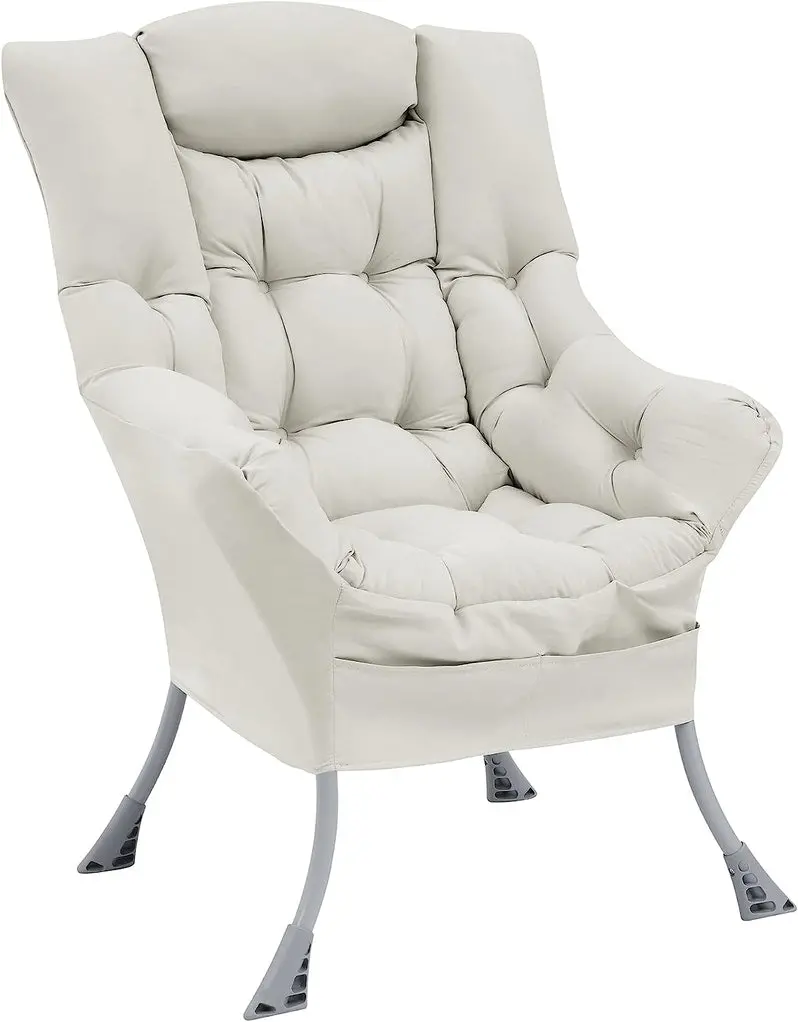 Modern High-Back Accent Chair by Living and More – Cool Grey Fabric Lounge Seating