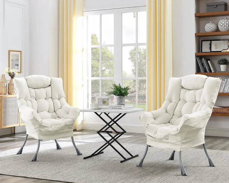 Modern High-Back Accent Chair by Living and More – Cool Grey Fabric Lounge Seating