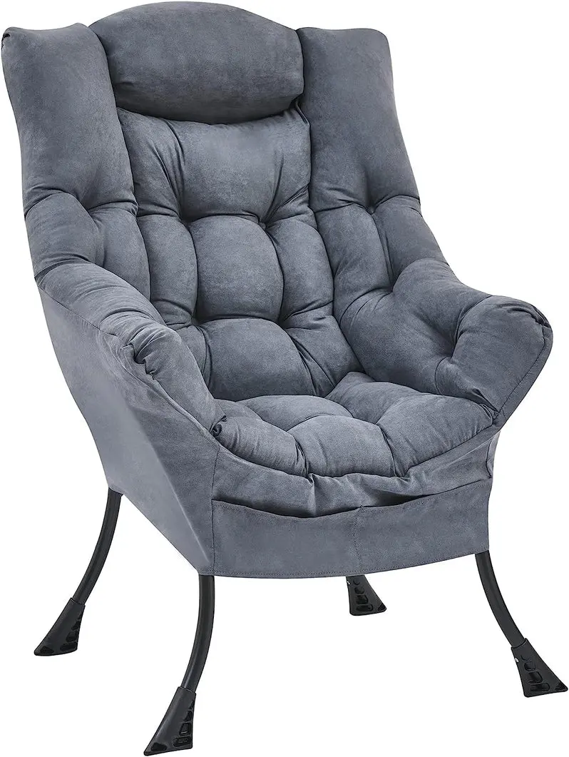 Modern High-Back Accent Chair by Living and More – Cool Grey Fabric Lounge Seating