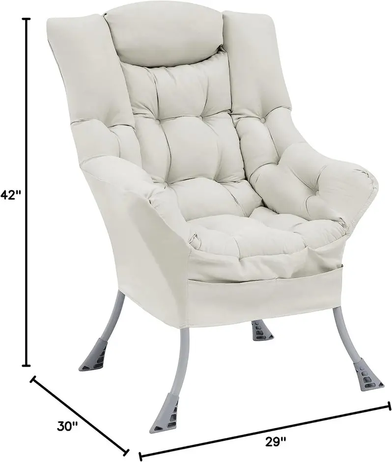 Modern High-Back Accent Chair by Living and More – Cool Grey Fabric Lounge Seating
