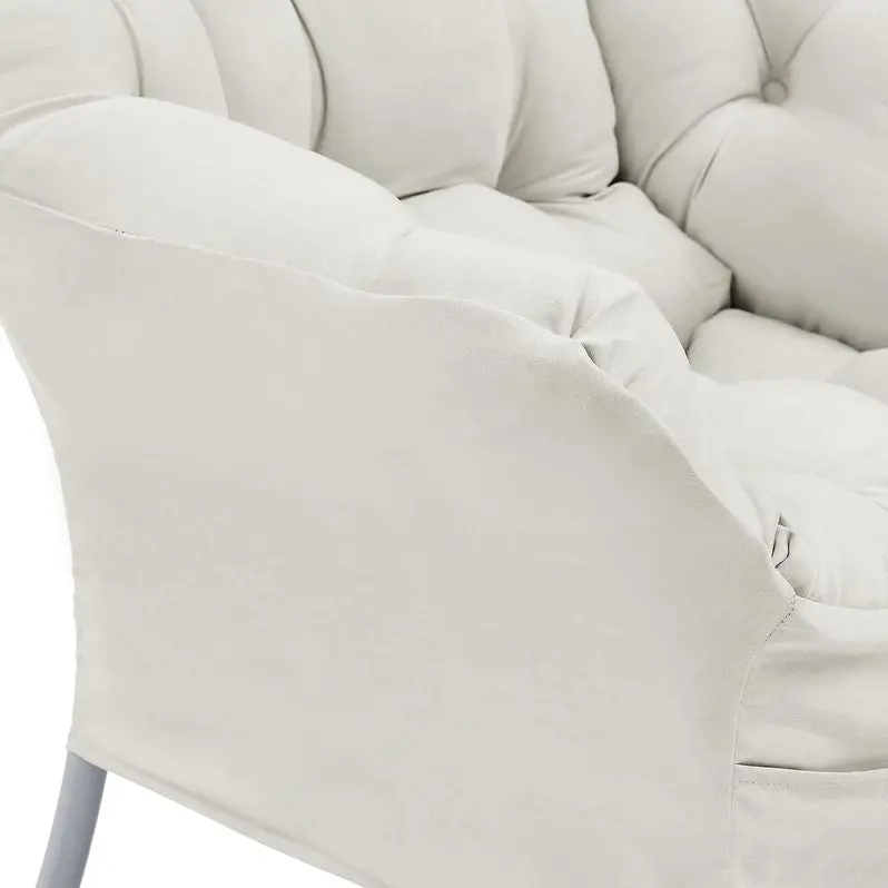 Modern High-Back Accent Chair by Living and More – Cool Grey Fabric Lounge Seating