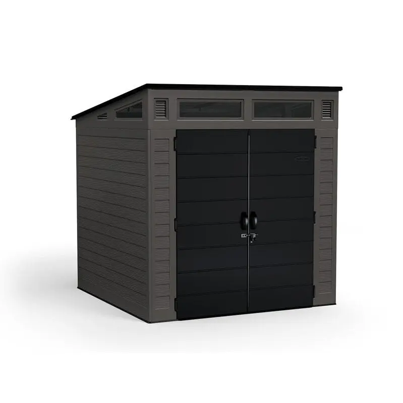 Modernist Resin Storage Shed – Weather-Resistant 7'2.5" W × 7'3.5" D × 7'5.5" H Structure for Secure Outdoor Storage