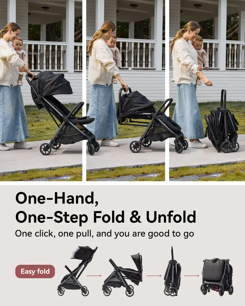 Momcozy ClickGo Lightweight Folding Stroller – Compact Travel Companion