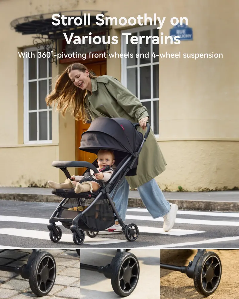 Momcozy ClickGo Lightweight Folding Stroller – Compact Travel Companion