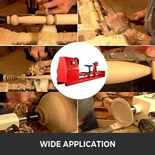 Mophorn 14" x 40" Variable-Speed Benchtop Wood Lathe – Includes 3 Turning Tools & Precision Control
