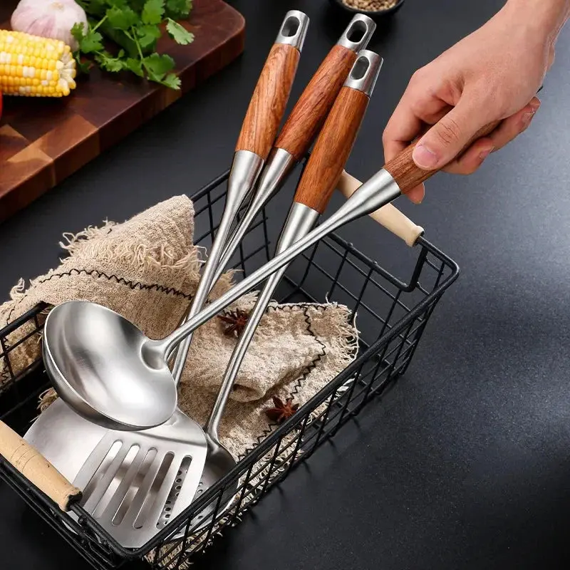 Morve 7-Piece Stainless Steel Kitchen Utensil Set – Heat-Resistant Tools with Stand for Effortless Storage and Daily Cooking