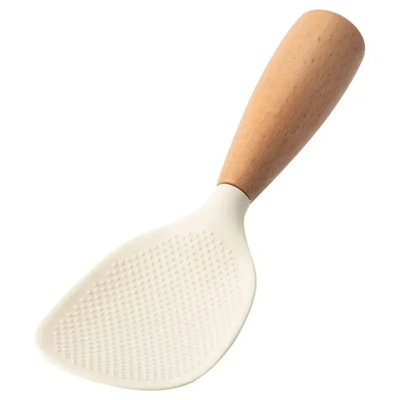 Morve Ergonomic Silicone Rice Spoon – Paddle-Style Scoop with Natural Wood Handle, Heat-Resistant and Non-Stick Surface 2