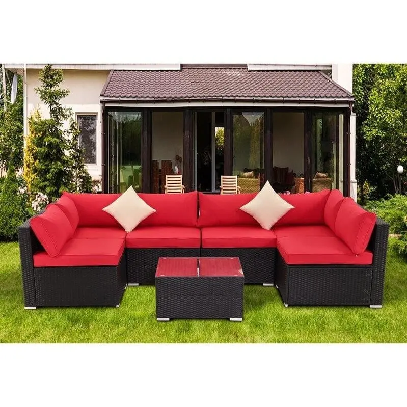 Moshannon All-Weather 6-Piece Wicker Outdoor Seating Set – Cushioned Rattan Furniture for Patios