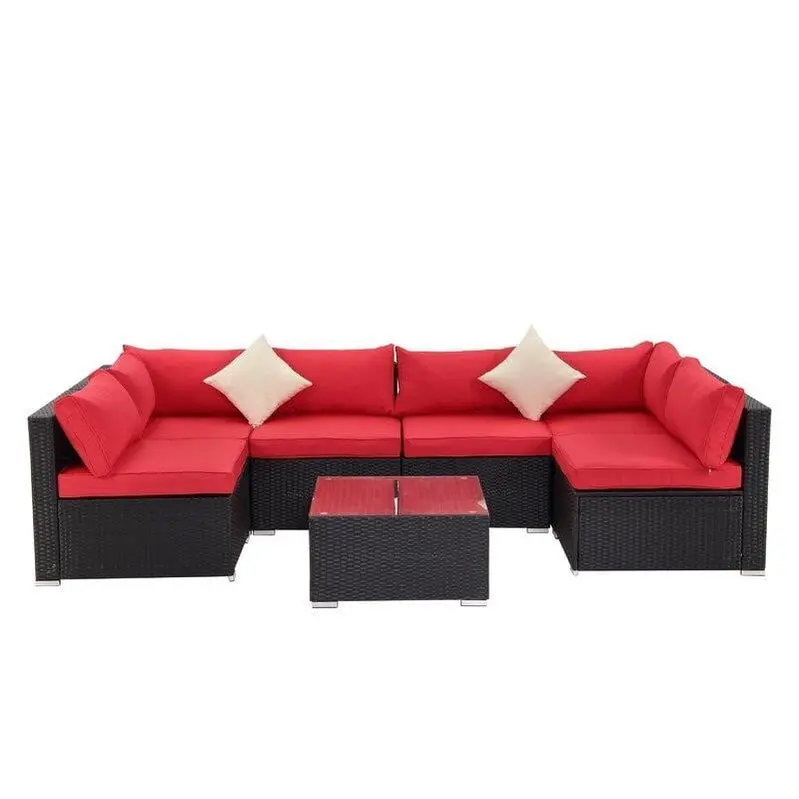 Moshannon All-Weather 6-Piece Wicker Outdoor Seating Set – Cushioned Rattan Furniture for Patios