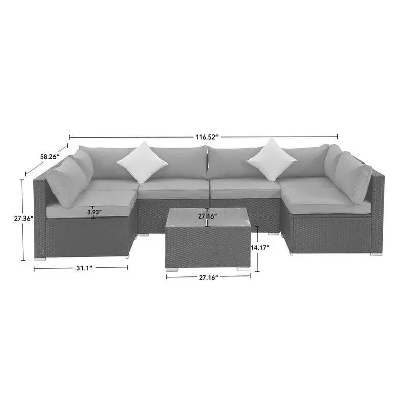 Moshannon All-Weather 6-Piece Wicker Outdoor Seating Set – Cushioned Rattan Furniture for Patios