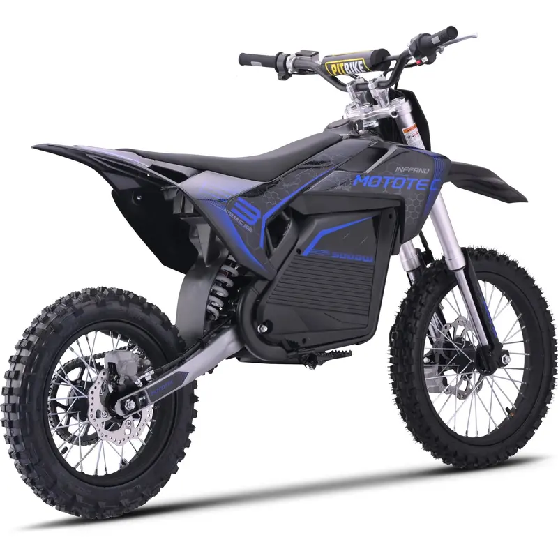 MotoTec 72V Pro Electric Dirt Bike – 5000W Lithium-Powered Off-Road Motorcycle in Blue, High-Torque Performance Model