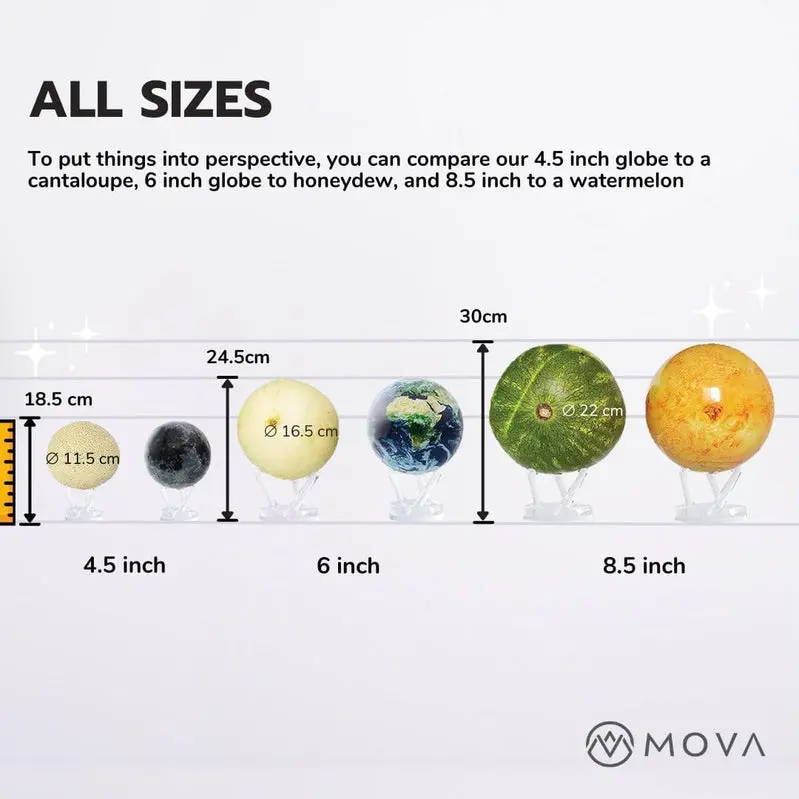 MOVA Light-Powered Self-Rotating Globe – 4.5" Diameter with Realistic Cloud Mapping & Earth Visualization