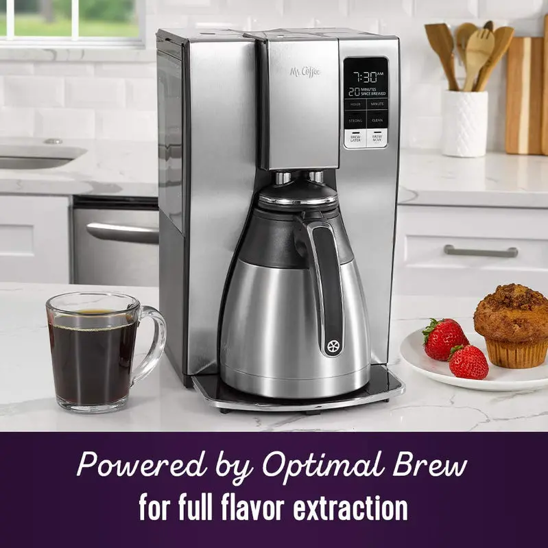 Mr. Coffee 10-Cup Programmable Thermal Carafe Coffee Maker – Double-Wall Stainless Steel Pot