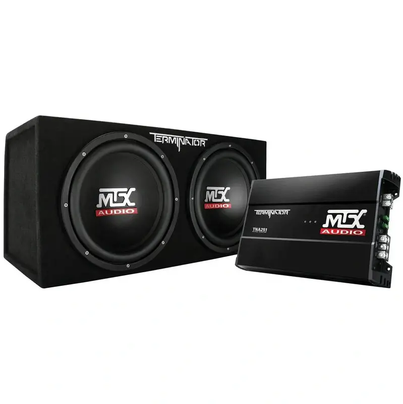 MTX 12" Dual-Voice-Coil Car Subwoofer Package – Complete System with Enclosed Box, Amp & QPower Wiring Kit