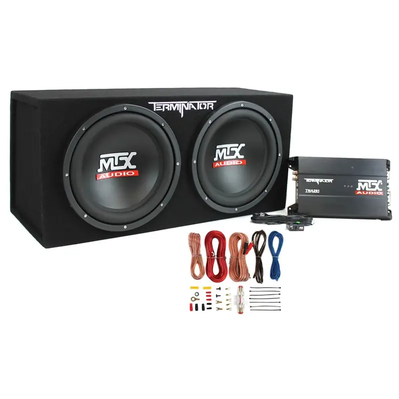 MTX ThunderForm Enclosed Dual 12-Inch Car Subwoofer System with Integrated Amplifier and Wiring Kit