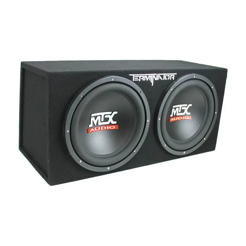 MTX TNE212D Dual 12" Powered Subwoofer Enclosure – 1500W Amp, 1200W RMS Handling, and Integrated Power Capacitor