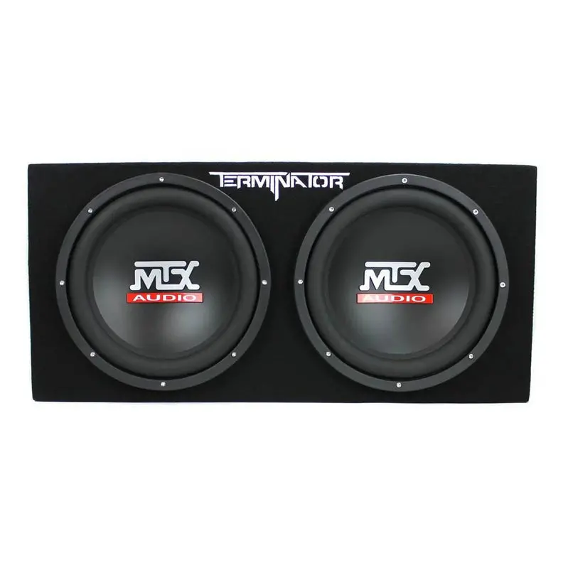 MTX TNE212D Dual 12" Powered Subwoofer Enclosure – 1500W Amp, 1200W RMS Handling, and Integrated Power Capacitor