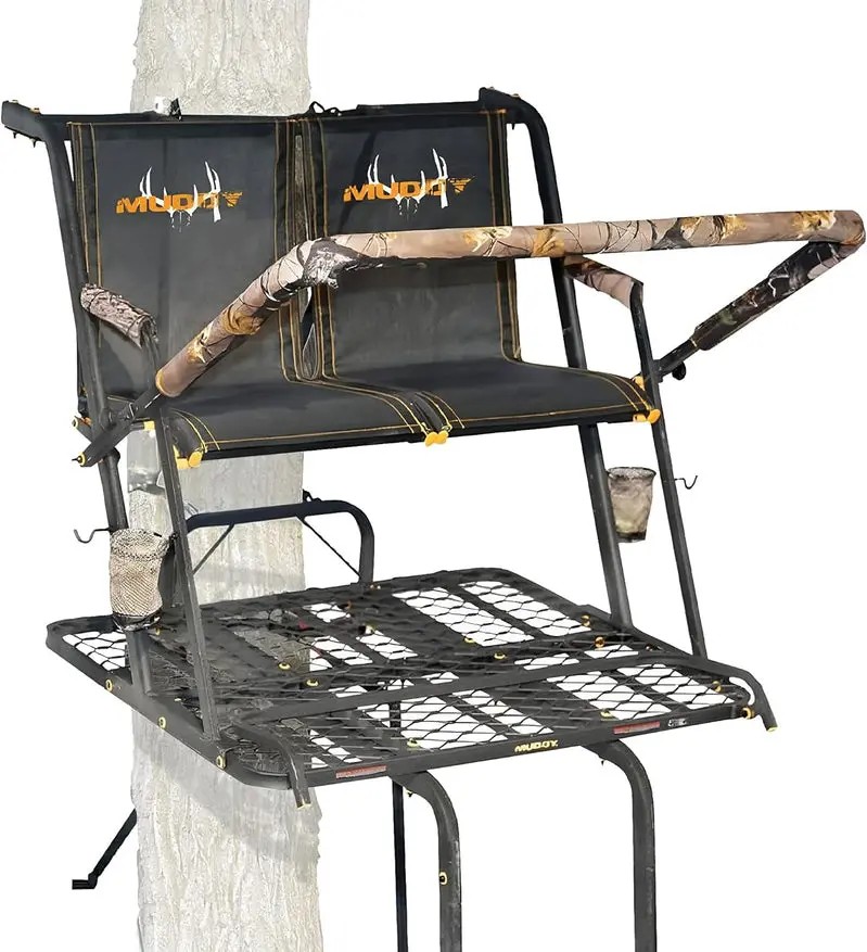MUDDY Nexus XTL Tree Stand – 20-Foot Aluminum Ladder Stand with 500-Lb Capacity for Two Hunters