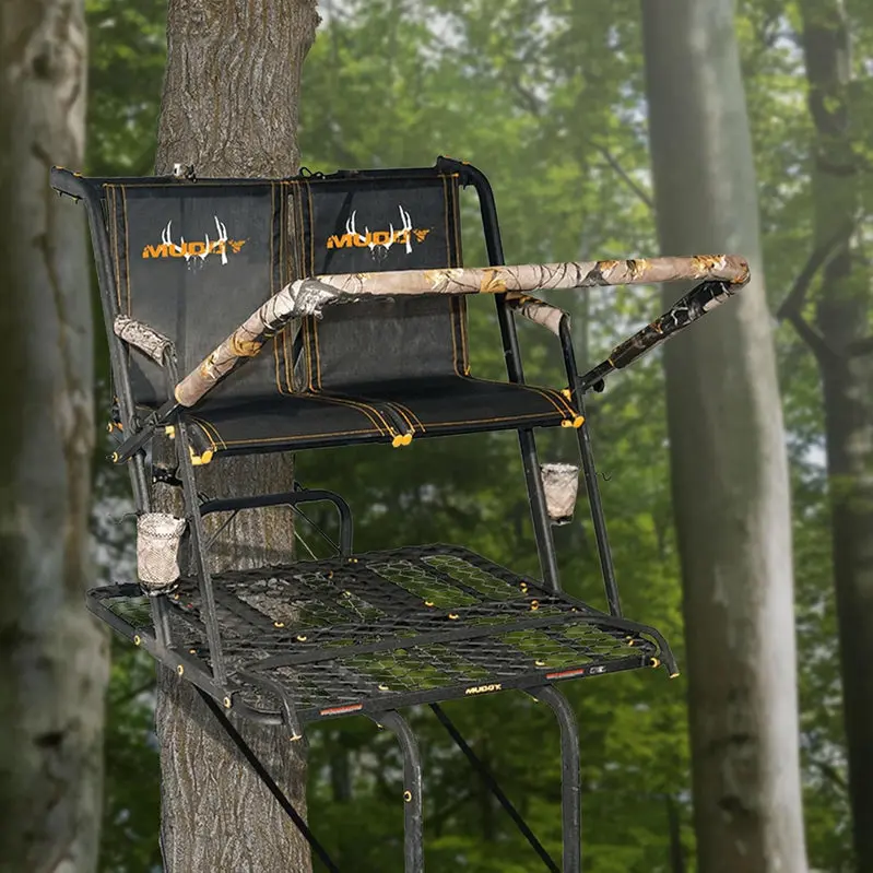 MUDDY Nexus XTL Tree Stand – 20-Foot Aluminum Ladder Stand with 500-Lb Capacity for Two Hunters