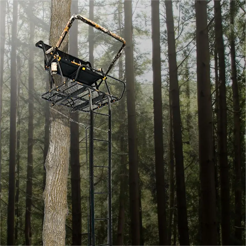 MUDDY Nexus XTL Tree Stand – 20-Foot Aluminum Ladder Stand with 500-Lb Capacity for Two Hunters