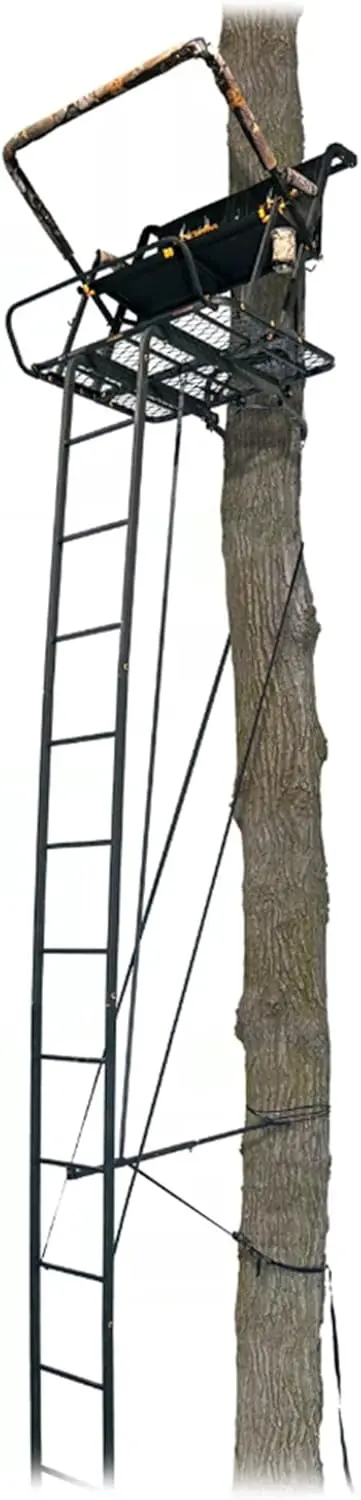 MUDDY Nexus XTL Tree Stand – 20-Foot Aluminum Ladder Stand with 500-Lb Capacity for Two Hunters