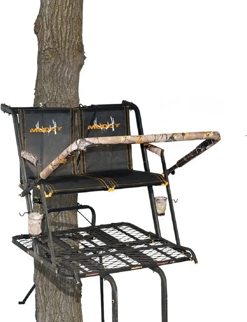 MUDDY Nexus XTL Tree Stand – 20-Foot Aluminum Ladder Stand with 500-Lb Capacity for Two Hunters