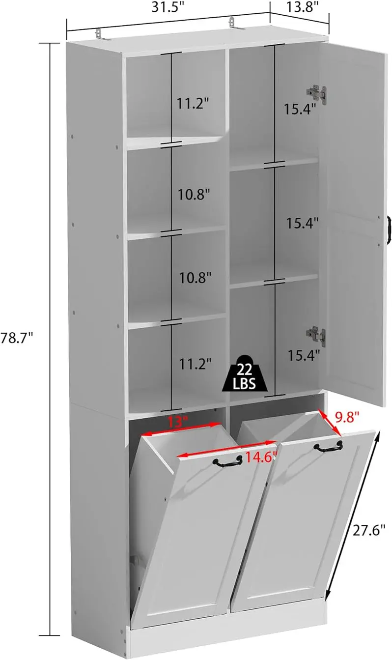 Multi-Functional Storage Cabinet – Laundry Bin Integration, Open Shelving, and Stylish Home Organization Unit