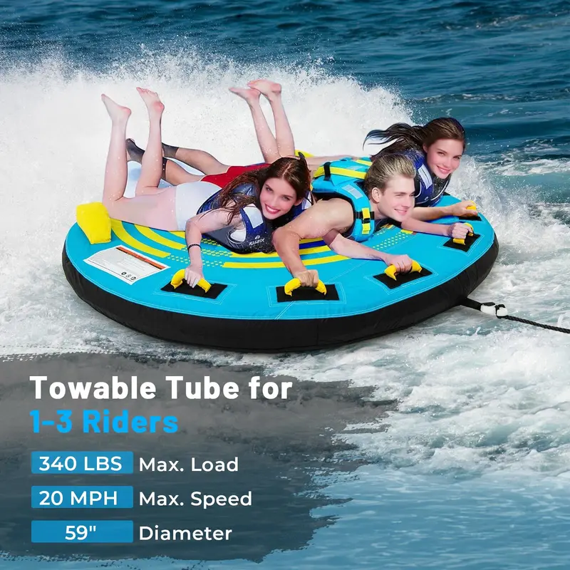 Multi-Passenger Inflatable Boat Tube for 1–3 Riders—Features Quick-Connect Fitting and Drain Plug 2