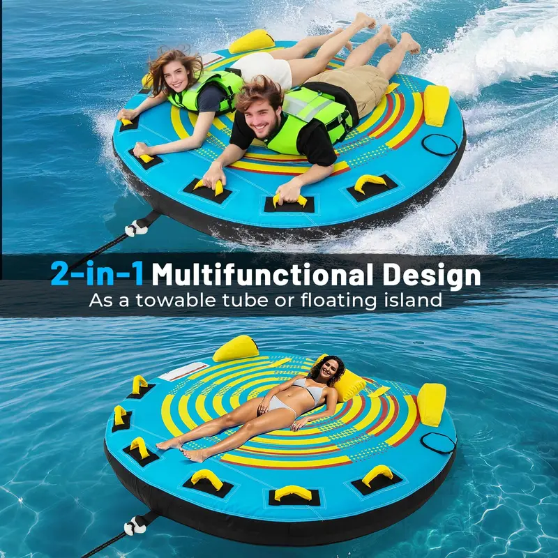 Multi-Passenger Inflatable Boat Tube for 1–3 Riders—Features Quick-Connect Fitting and Drain Plug