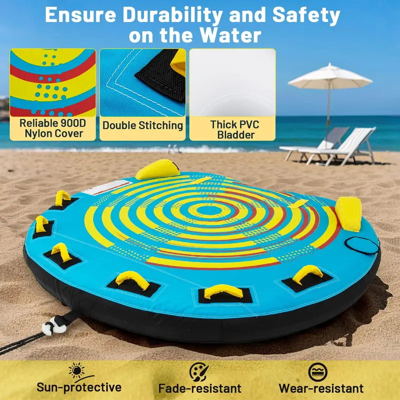 Multi-Passenger Inflatable Boat Tube for 1–3 Riders—Features Quick-Connect Fitting and Drain Plug
