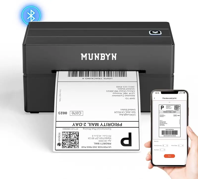 MUNBYN Bluetooth Thermal Label Printer – Compact 4x6 Shipping Label Device for On-the-Go Logistics 2