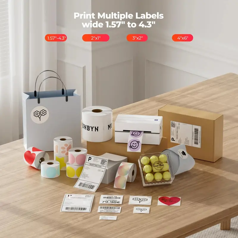 MUNBYN Bluetooth Thermal Label Printer – Compact 4x6 Shipping Label Device for On-the-Go Logistics
