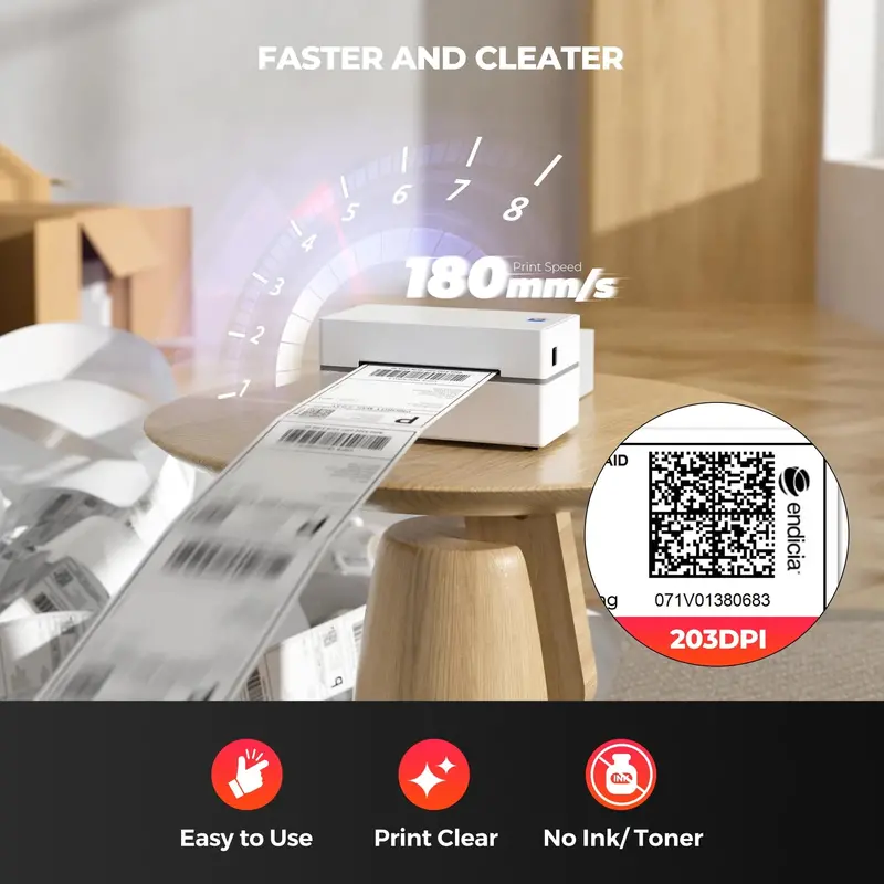 MUNBYN Bluetooth Thermal Label Printer – Compact 4x6 Shipping Label Device for On-the-Go Logistics