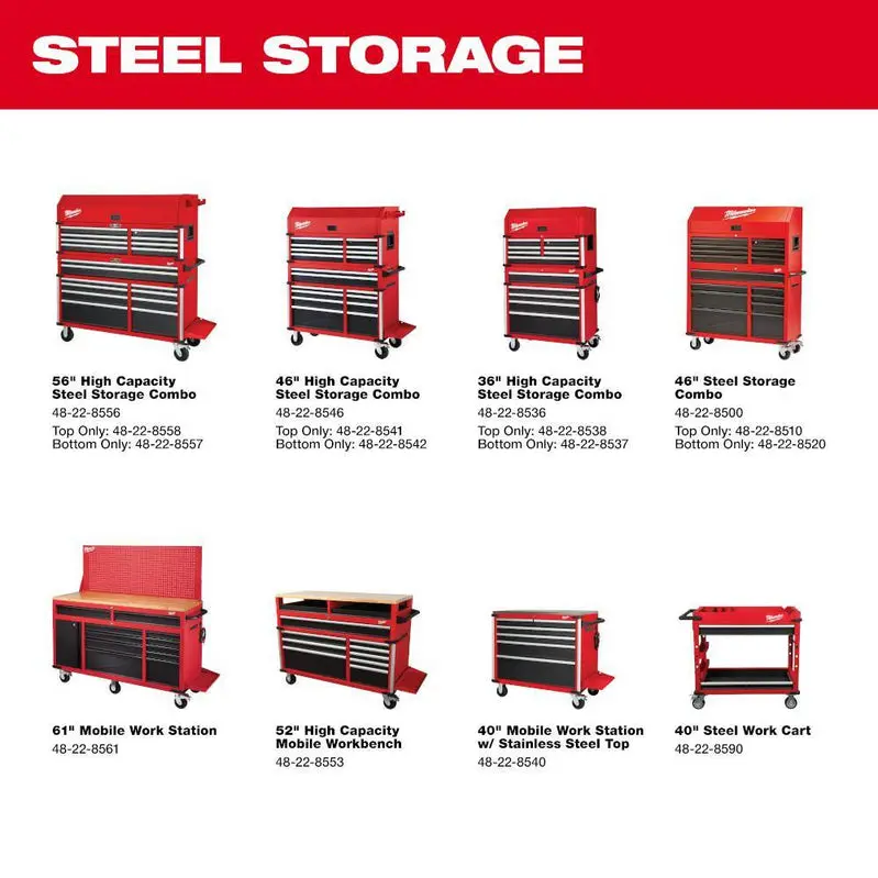 MW Professional 46" Tool Storage System – 18-Drawer Steel Chest & Cabinet Bundle (48-22-8546)