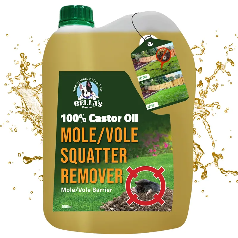 Natural Food-Grade Castor Oil – Pet-Safe Mole and Vole Deterrent (1 Gallon, Pure)