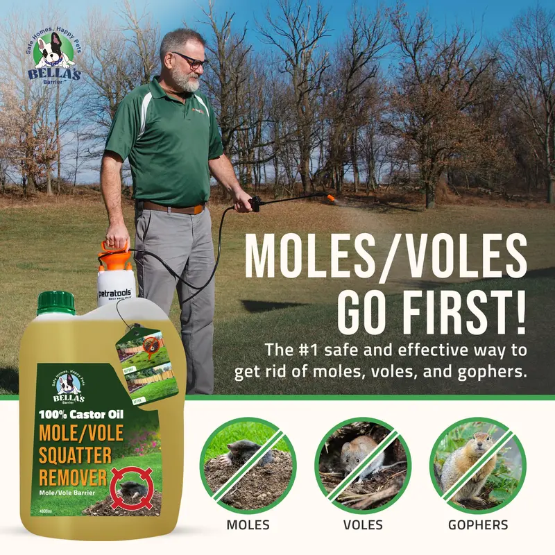 Natural Food-Grade Castor Oil – Pet-Safe Mole and Vole Deterrent (1 Gallon, Pure)