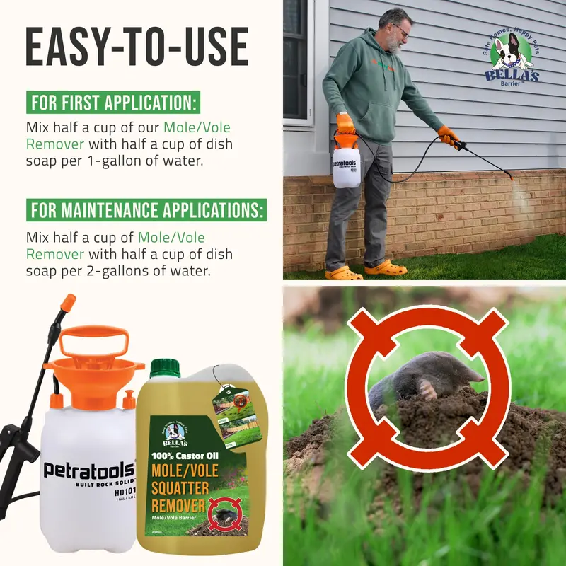 Natural Food-Grade Castor Oil – Pet-Safe Mole and Vole Deterrent (1 Gallon, Pure)