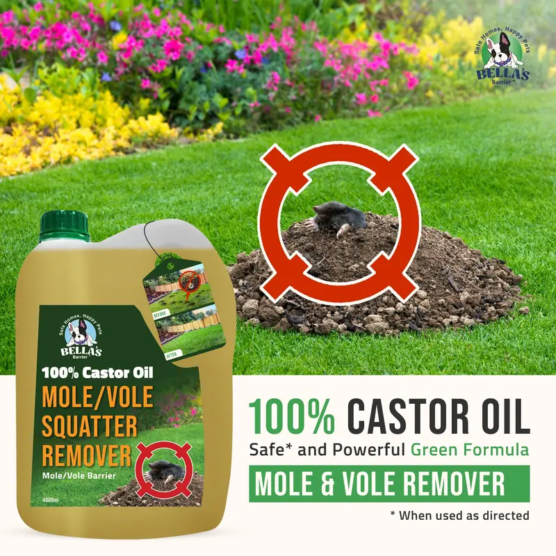 Natural Food-Grade Castor Oil – Pet-Safe Mole and Vole Deterrent (1 Gallon, Pure)